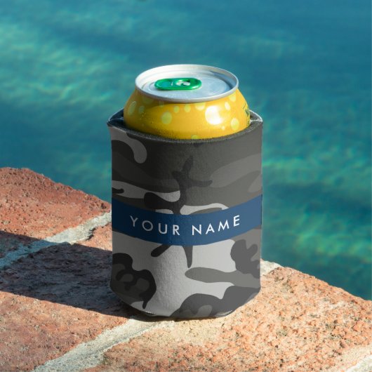 Gray Camouflage Pattern, Your name, Personalize Dosenkühler (In Situ Pool)
