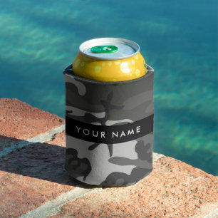 Gray Camouflage Pattern, Your name, Personalize Dosenkühler