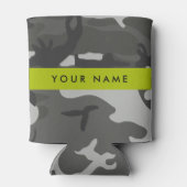 Gray Camouflage Pattern, Your name, Personalize Dosenkühler (Rückseite)