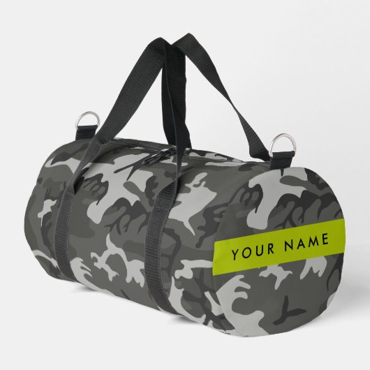 Gray Camouflage Pattern, Your name, Personalize Duffle Bag (Linke Seite)