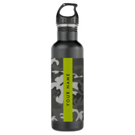Gray Camouflage Pattern, Your name, Personalize Edelstahlflasche
