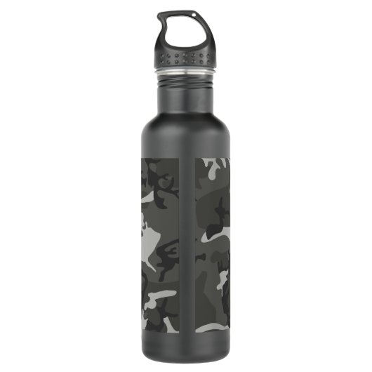 Gray Camouflage Pattern, Your name, Personalize Edelstahlflasche (Rückseite)
