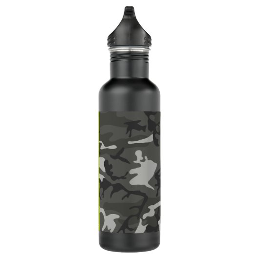 Gray Camouflage Pattern, Your name, Personalize Edelstahlflasche (Rechts)