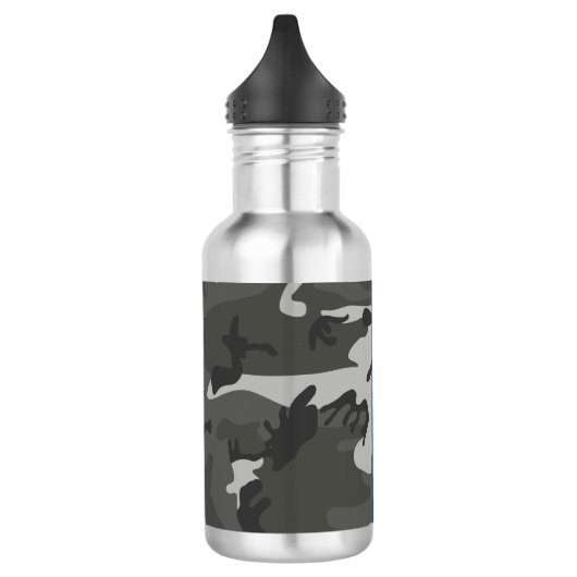 Gray Camouflage Pattern, Your name, Personalize Edelstahlflasche (Links)