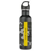 Gray Camouflage Pattern, Your name, Personalize Edelstahlflasche (Vorderseite)