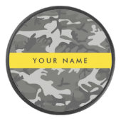 Gray Camouflage Pattern, Your name, Personalize Eishockey Puck (Vorderseite)
