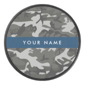Gray Camouflage Pattern, Your name, Personalize Eishockey Puck (Vorderseite)