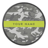 Gray Camouflage Pattern, Your name, Personalize Eishockey Puck (Vorderseite)