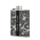 Gray Camouflage Pattern, Your name, Personalize Flachmann (Links)