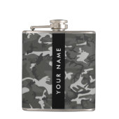 Gray Camouflage Pattern, Your name, Personalize Flachmann (Vorderseite)