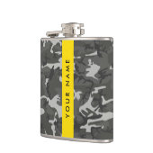 Gray Camouflage Pattern, Your name, Personalize Flachmann (Links)