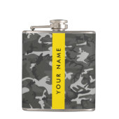 Gray Camouflage Pattern, Your name, Personalize Flachmann (Vorderseite)
