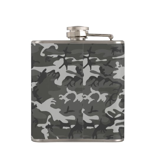 Gray Camouflage Pattern, Your name, Personalize Flachmann (Rückseite)