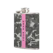 Gray Camouflage Pattern, Your name, Personalize Flachmann (Links)