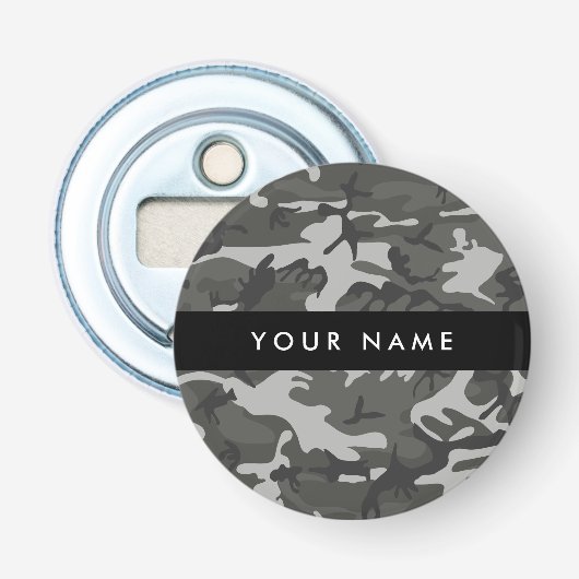 Gray Camouflage Pattern, Your name, Personalize Flaschenöffner (Vorderseite)