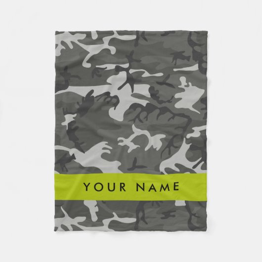 Gray Camouflage Pattern, Your name, Personalize Fleecedecke (Vorderseite)