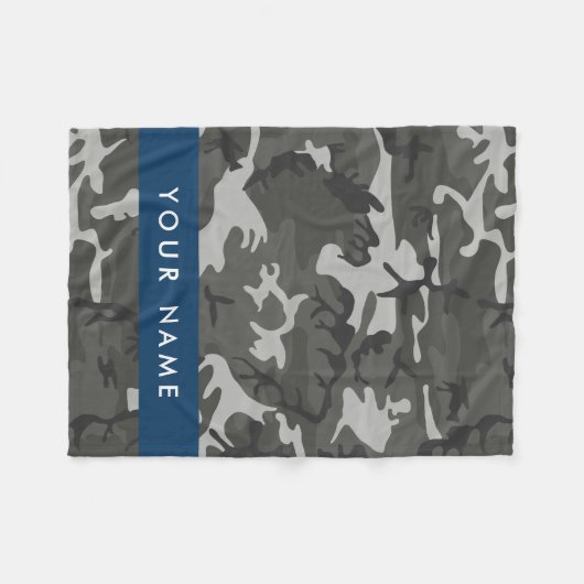 Gray Camouflage Pattern, Your name, Personalize Fleecedecke (Vorderseite (Horizontal))