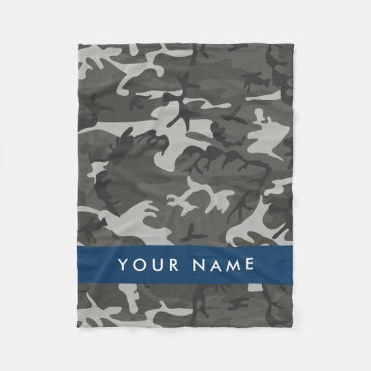 Gray Camouflage Pattern, Your name, Personalize Fleecedecke (Vorderseite)
