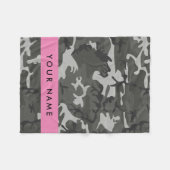 Gray Camouflage Pattern, Your name, Personalize Fleecedecke (Vorderseite (Horizontal))