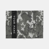 Gray Camouflage Pattern, Your name, Personalize Fleecedecke (Vorderseite (Horizontal))
