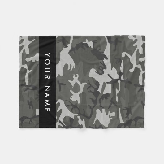 Gray Camouflage Pattern, Your name, Personalize Fleecedecke (Vorderseite (Horizontal))