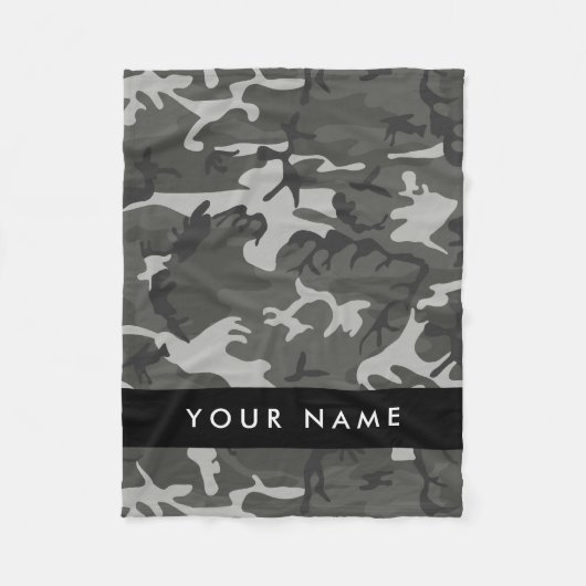 Gray Camouflage Pattern, Your name, Personalize Fleecedecke (Vorderseite)