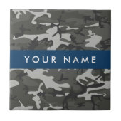 Gray Camouflage Pattern, Your name, Personalize Fliese (Vorderseite)