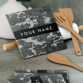 Gray Camouflage Pattern, Your name, Personalize Fliese