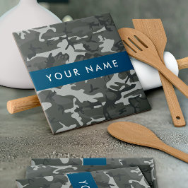 Gray Camouflage Pattern, Your name, Personalize Fliese