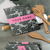 Gray Camouflage Pattern, Your name, Personalize Fliese