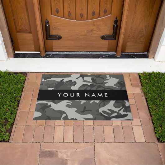 Gray Camouflage Pattern, Your name, Personalize Fußmatte (Außenbereich)