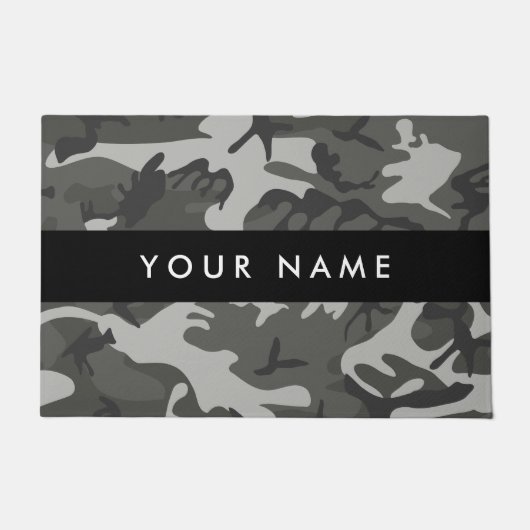 Gray Camouflage Pattern, Your name, Personalize Fußmatte (Vorderseite)