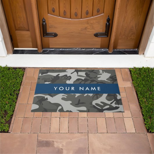 Gray Camouflage Pattern, Your name, Personalize Fußmatte (Außenbereich)