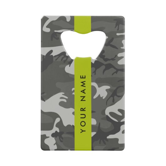 Gray Camouflage Pattern, Your name, Personalize Geldbeutel Flaschenöffner (Vorderseite)