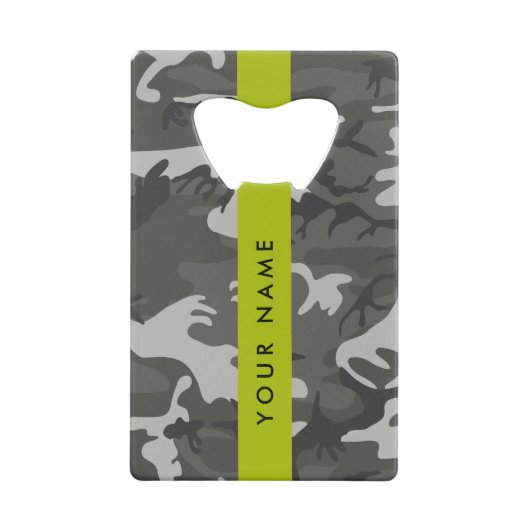 Gray Camouflage Pattern, Your name, Personalize Geldbeutel Flaschenöffner (Rückseite)