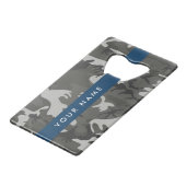 Gray Camouflage Pattern, Your name, Personalize Geldbeutel Flaschenöffner (Rückseite Schrägansicht)