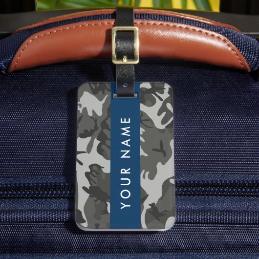 Gray Camouflage Pattern, Your name, Personalize Gepäckanhänger (Vorderseite Insitu 2)