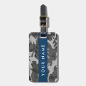Gray Camouflage Pattern, Your name, Personalize Gepäckanhänger (Vorderseite vertikal)