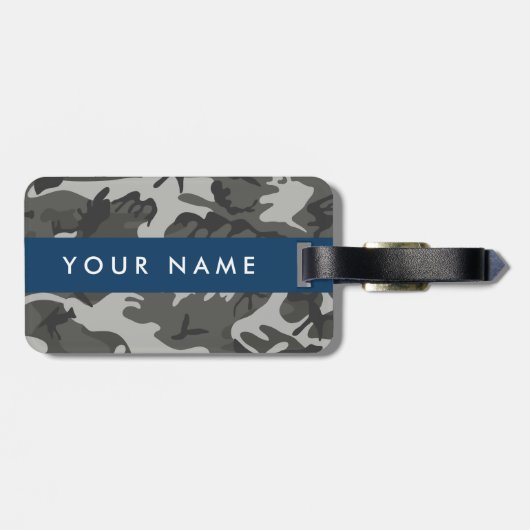 Gray Camouflage Pattern, Your name, Personalize Gepäckanhänger (Rückseite horizontal)