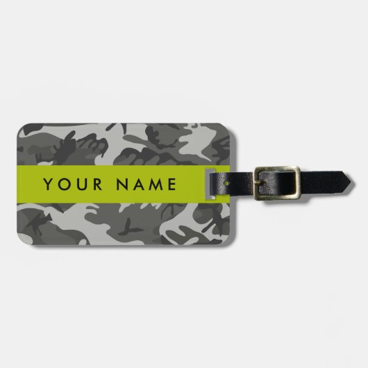 Gray Camouflage Pattern, Your name, Personalize Gepäckanhänger (Vorderseite horizontal)