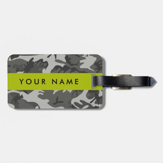 Gray Camouflage Pattern, Your name, Personalize Gepäckanhänger (Rückseite horizontal)