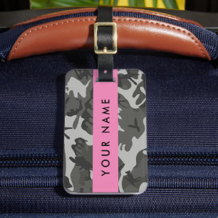 Gray Camouflage Pattern, Your name, Personalize Gepäckanhänger