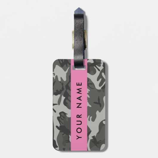 Gray Camouflage Pattern, Your name, Personalize Gepäckanhänger (Rückseite vertikal)