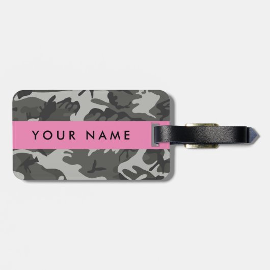 Gray Camouflage Pattern, Your name, Personalize Gepäckanhänger (Rückseite horizontal)