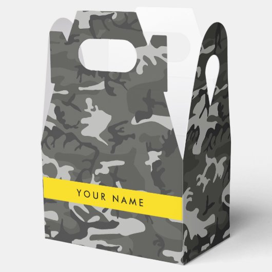 Gray Camouflage Pattern, Your name, Personalize Geschenkschachtel (Geöffnet)