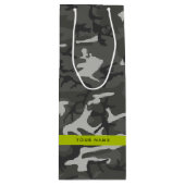 Gray Camouflage Pattern, Your name, Personalize Geschenktüte Für Weinflaschen (Vorderseite)