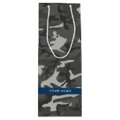 Gray Camouflage Pattern, Your name, Personalize Geschenktüte Für Weinflaschen (Vorderseite)