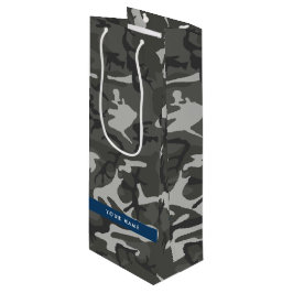 Gray Camouflage Pattern, Your name, Personalize Geschenktüte Für Weinflaschen