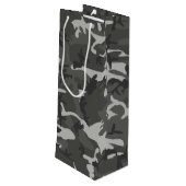 Gray Camouflage Pattern, Your name, Personalize Geschenktüte Für Weinflaschen (Rückseite Schrägansicht)