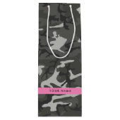 Gray Camouflage Pattern, Your name, Personalize Geschenktüte Für Weinflaschen (Vorderseite)
